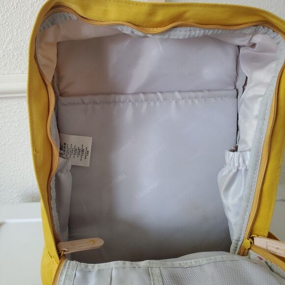 Himawari Contrast Waterproof Canvas Backpack Bag with Round Label Mustard Yellow - Picture 3 of 16